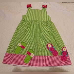Emily Rose Green Gingham Flip Flop Dress